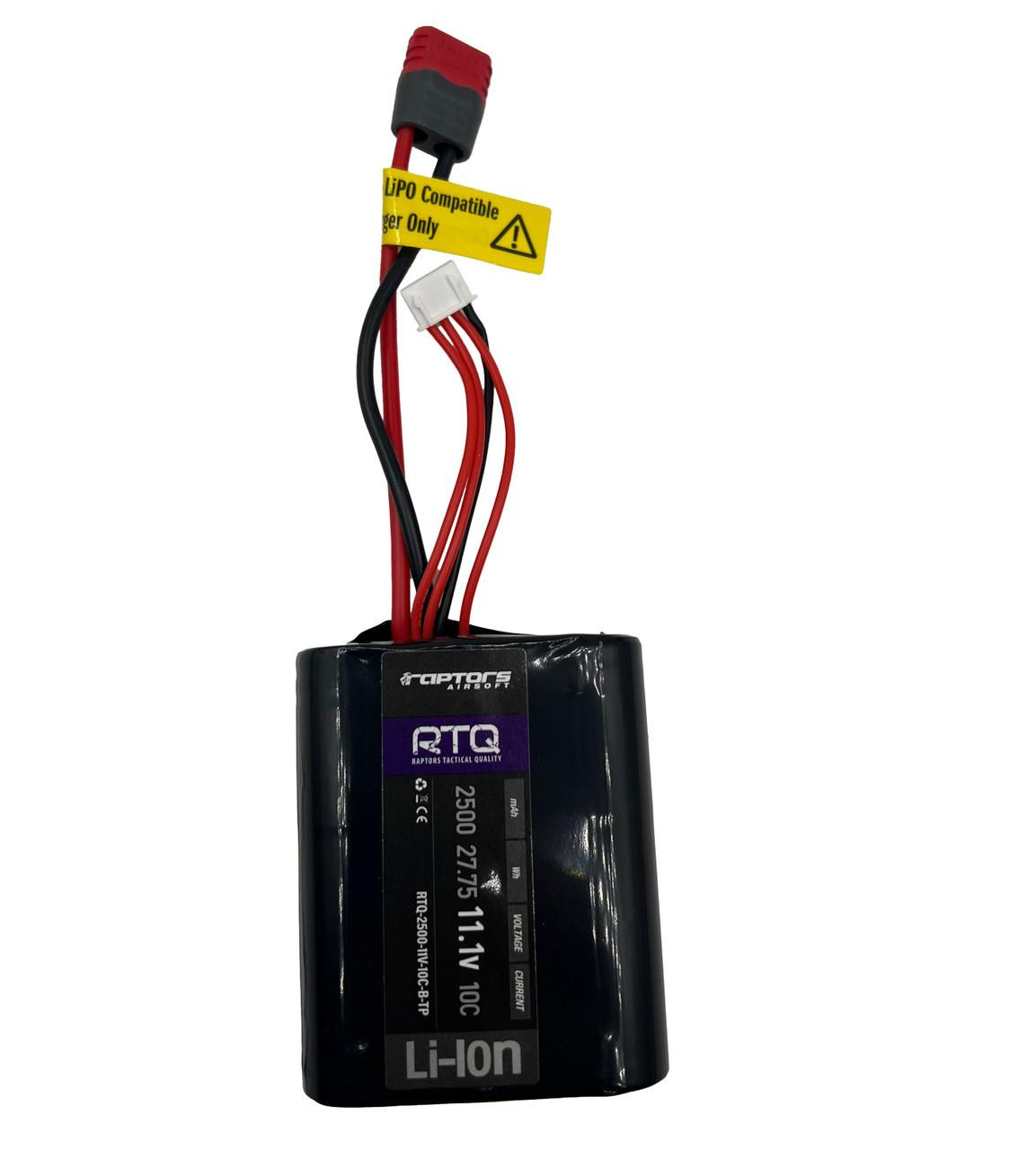 Raptors RTX 2500 mAh 11.1V Extreme Li-Ion 10C Brick Battery, Deans