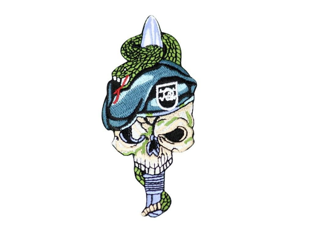Raptors Tactical 2.5 Skull Knife Beret Snake Iron On Patch