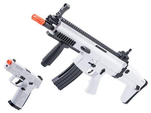 SoftAir FN Herstal SCAR-L & FNS-9 Spring Airsoft Tactical Kit, Blizzard White