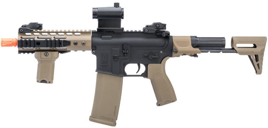 Specna Arms EDGE Series Keymod M4 PDW Airsoft AEG Rifle, Black/Tan