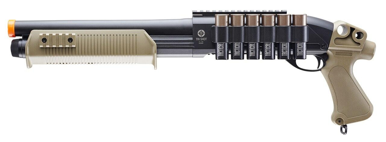 Tactical Force Tri-Shot Airsoft Shotgun, Black/Tan