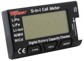 Tenergy 5-in-1 Intelligent Digital Cell Meter, Black