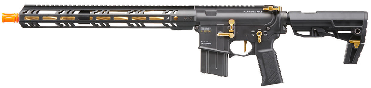 Tokyo Marui MTR16 G-Edition Gas Blowback Airsoft Rifle, Black/Gold