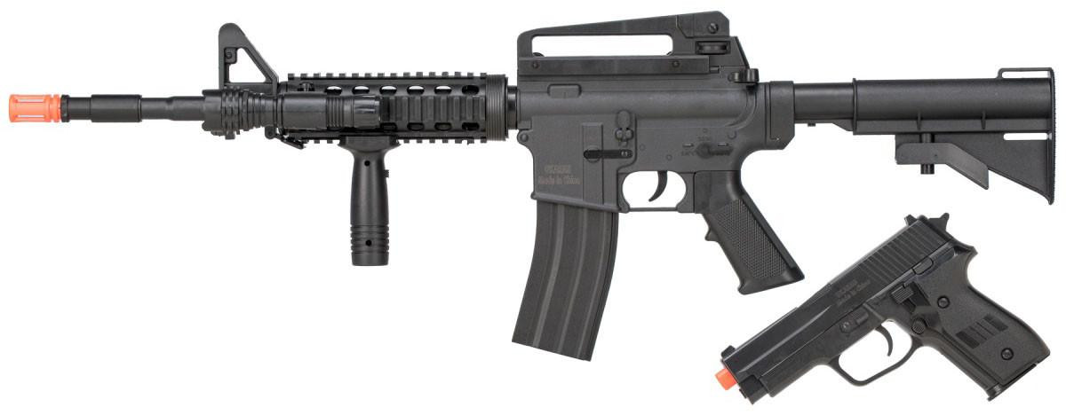 UK Arms 9003 M4 Airsoft Rifle and P228 Combo, Black
