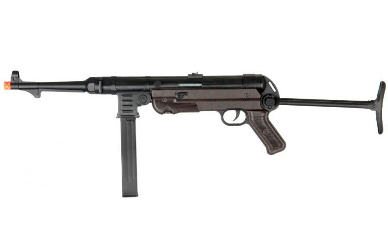 UK Arms AGM MP40 Full Metal SMG Airsoft Rifle, Black / Faux Wood