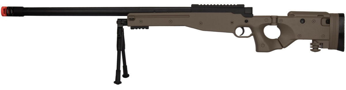 UK Arms Bolt Spring Airsoft Sniper Rifle w/ Folding Stock, Tan
