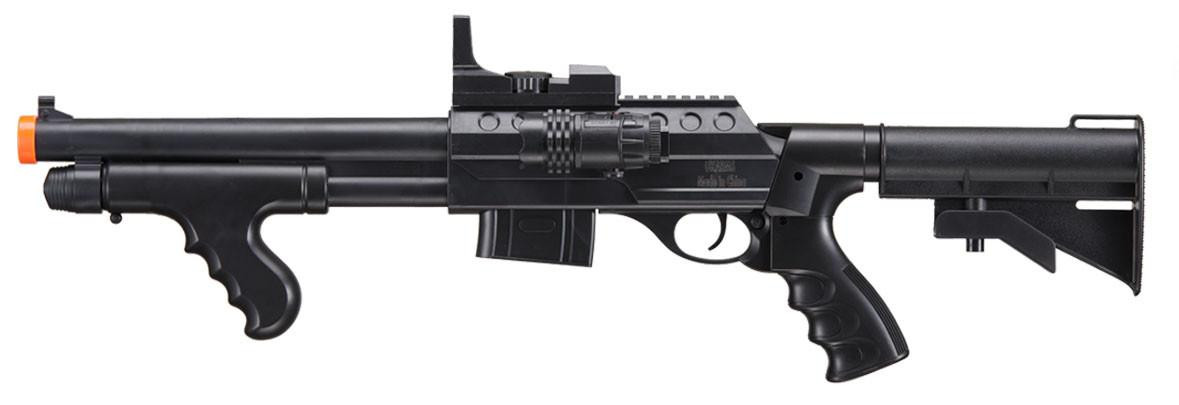UK Arms M0681C Pump Action Airsoft Shotgun w/ Scope and Light, Black