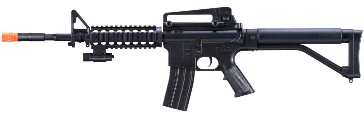 UK Arms M-16A Spring Powered Airsoft Rifle w/ 2 Magazines and 2 Stocks, Black