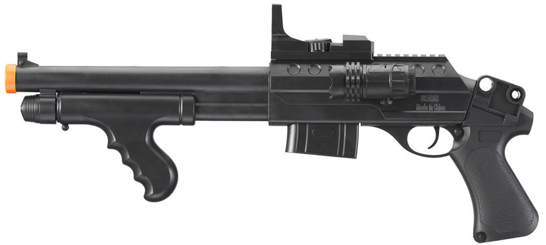 UK Arms M0681A Spring Powered Pump Action Airsoft Shotgun, Black