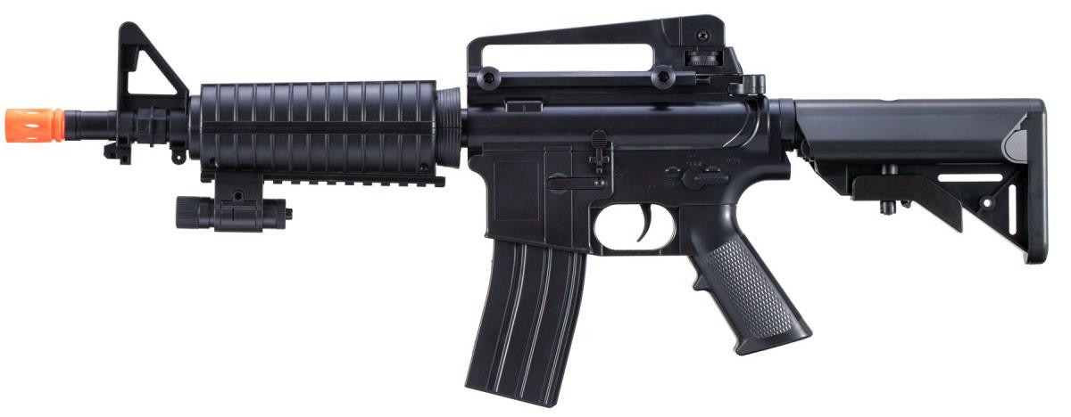 UK Arms M16C Spring Operated Airsoft Rifle with Laser Sight and M4 Carbine Handguard, Black