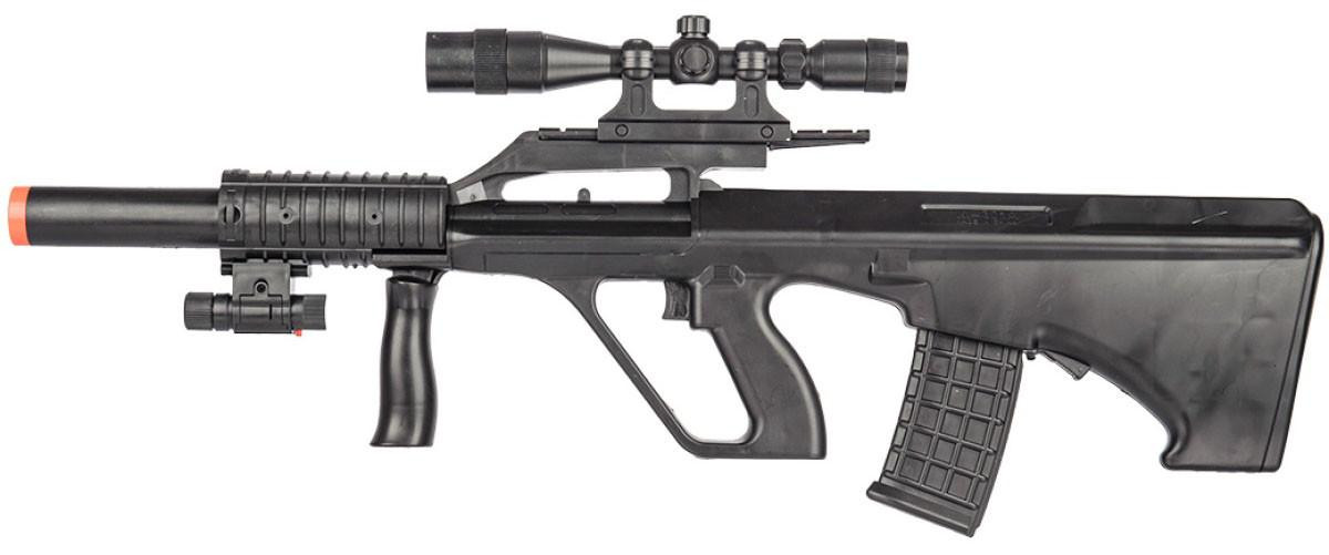 UK Arms P2300 AUG Spring Power Airsoft Rifle w/ Laser and Scope, Black