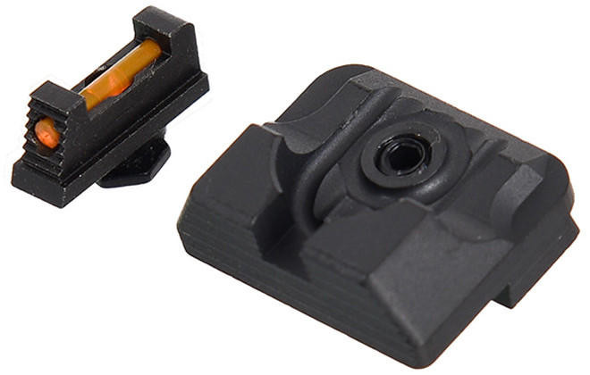 UK Arms Tactical .230 Fiber Optic Front Sight / Rear Combat Sight for G Series GBB Pistols, Black