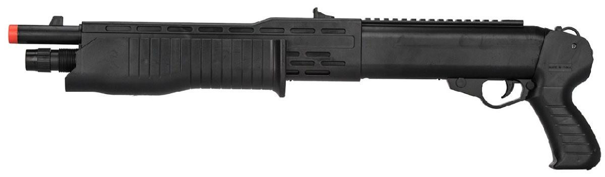 UK Arms Tactical Airsoft Spring Shotgun in Poly Bag, Black