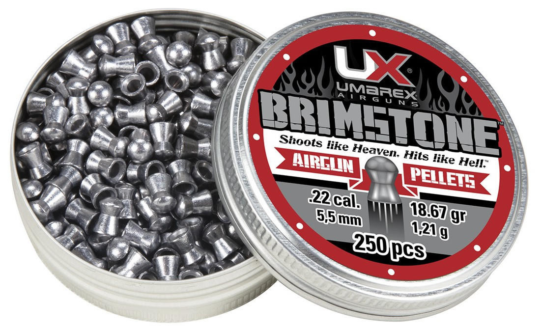 Umarex .22 Cal 18.67 Grains Domed Brimstone Pellets, 250ct, Silver