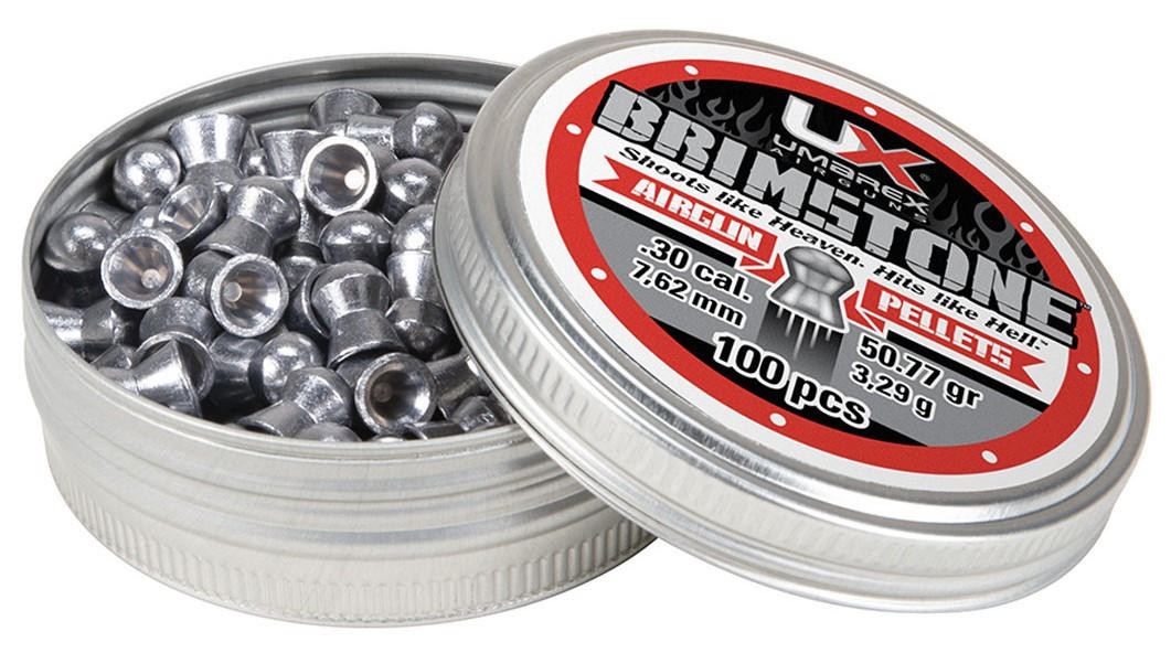 Umarex .30 Cal 50.77 Grains Domed Brimstone Pellets, 100ct, Silver