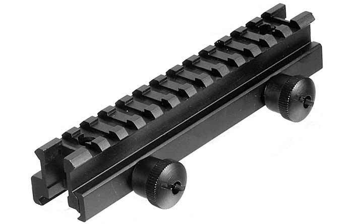 UTG Medium Profile Riser Mount, 0.83" Saddle Height, See Through Picatinny Rail, 13 Slots