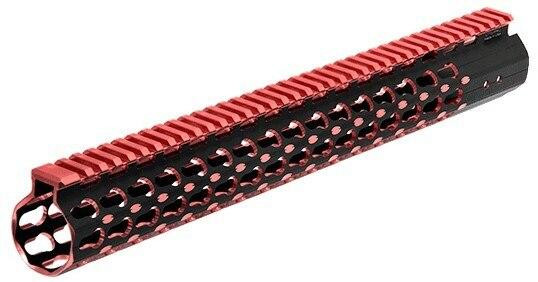 UTG PRO Keymod AR15 15" Super Slim Rail, Black & Red 2-Tone