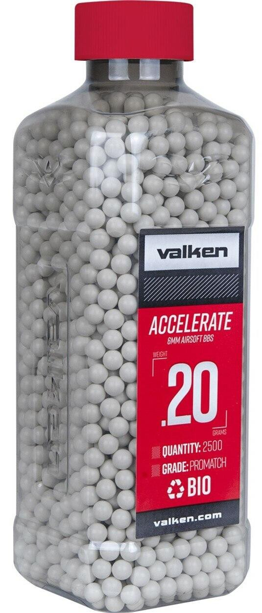 Valken Accelerate 0.20g BBs, 2500 CT., White, Bio