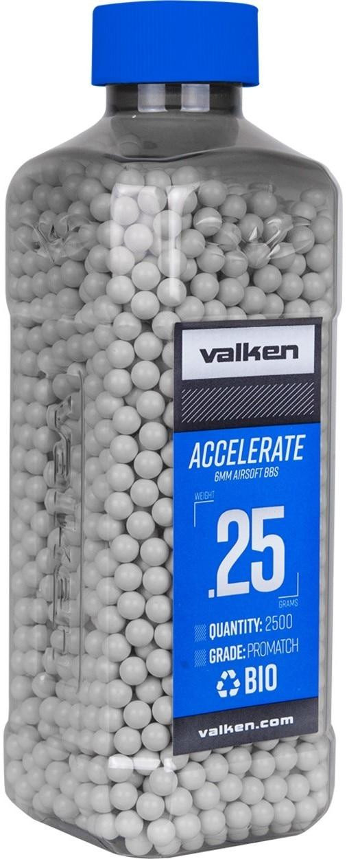 Valken Accelerate 0.25g BBs, 2500 CT., White, Bio