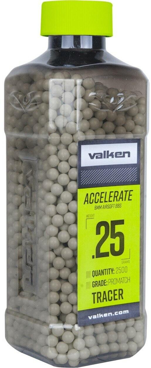 Valken Accelerate 0.25g BBs, 2500 CT., Tracer