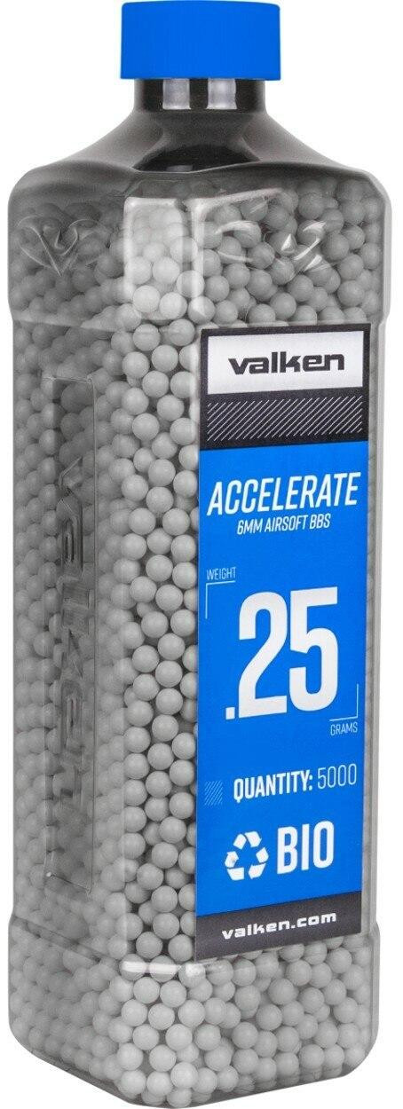 Valken Accelerate 0.25g BBs, 5000 CT., White, Bio