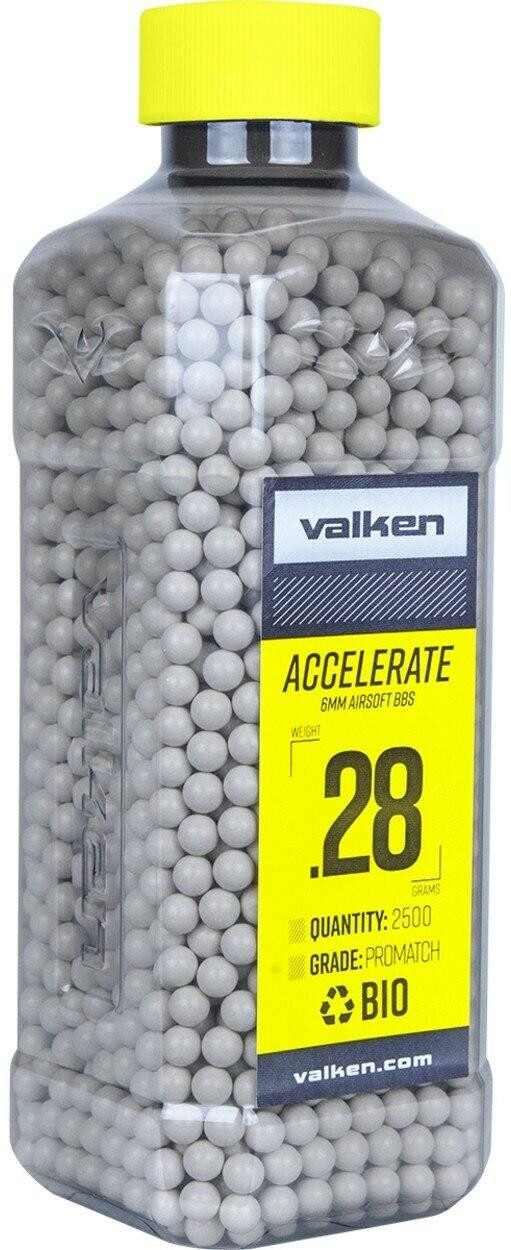 Valken Accelerate 0.28g BBs, 2500 CT., White, Bio
