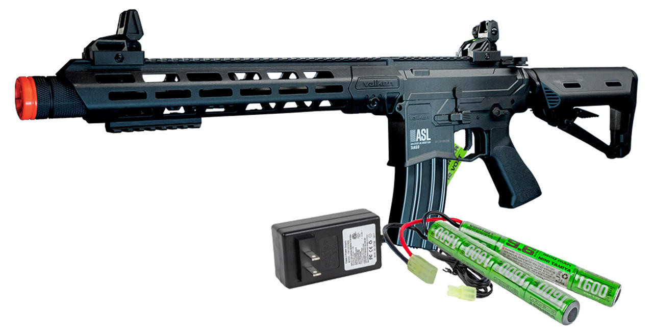 Valken ASL Hi-Velocity Tango AEG Airsoft Gun w/ Battery and Charger Combo, Black