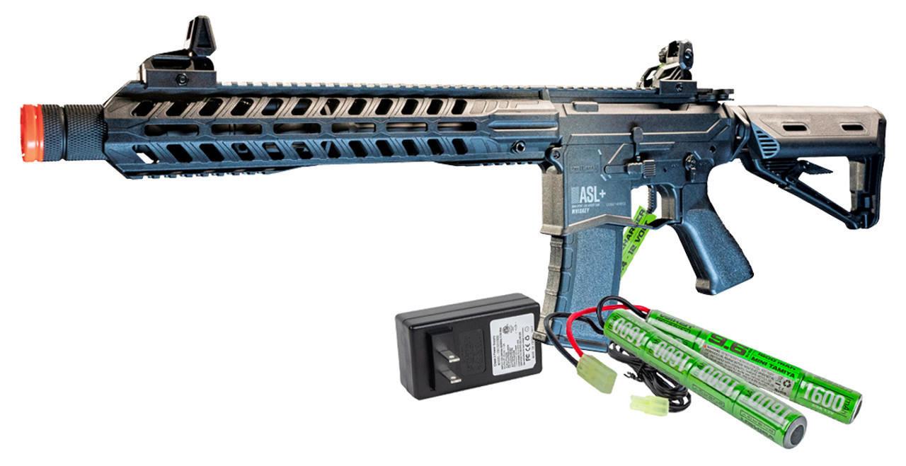 Valken ASL+ Hi-Velocity Whiskey AEG Airsoft Gun w/ Battery & Charger Combo, Black