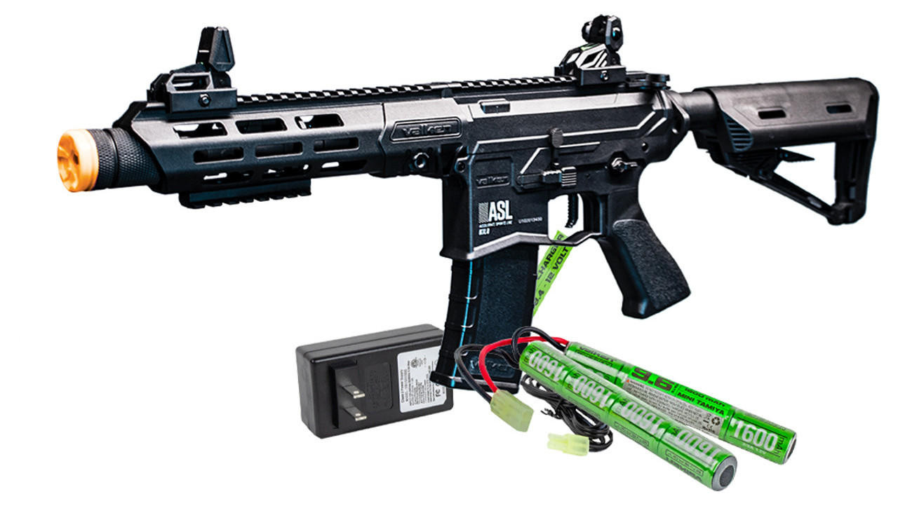 Valken ASL Kilo AEG Airsoft Gun w/ Battery & Charger Combo, Black