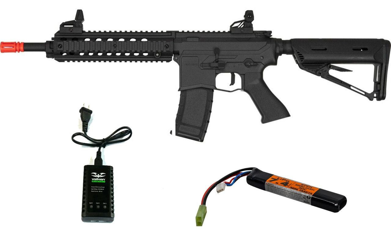 Valken ASL Series AEG Airsoft Rifle MOD-M, Black w/ LiPO Battery & Charger
