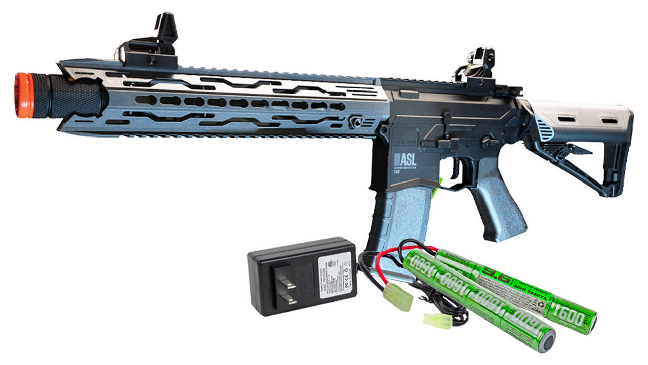 Valken ASL TRG AEG Airsoft Gun w/ Battery & Charger Combo, Black/Grey