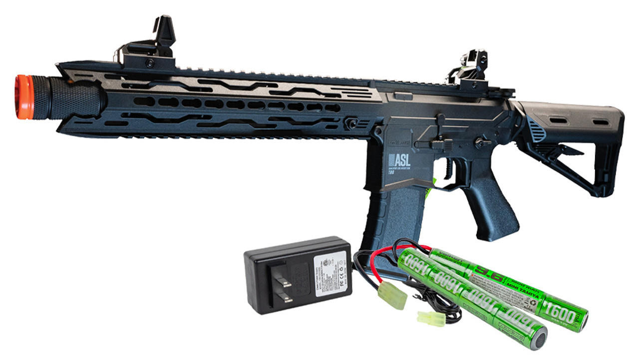 Valken ASL TRG AEG Airsoft Gun w/ Battery & Charger Combo, Black