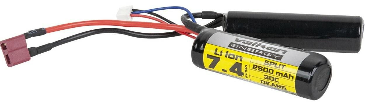 Valken Energy Li-Ion 7.4v 2500mAh High Output Split Battery, Deans Plug