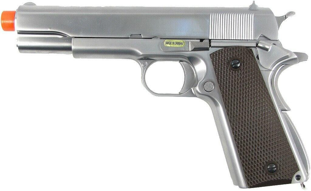 WE 1911 Full Metal Semi Auto Gas Blowback Pistol - Silver Edition