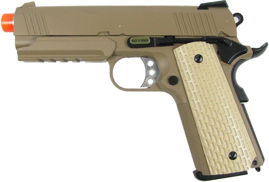 WE 4.3 S-Type Full Metal Semi Auto Gas Blowback Railed Pistol - Tan
