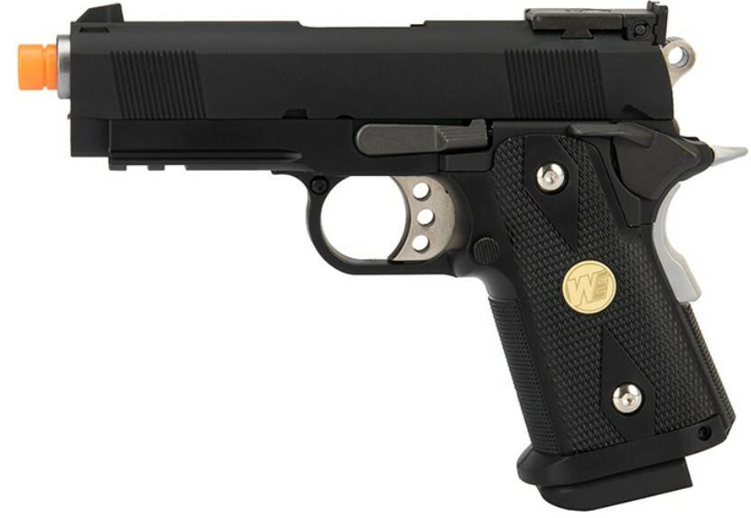 WE Tech 1911 3.8 Baby Hi-Capa Gas Blowback Airsoft Pistol, Version B, Black
