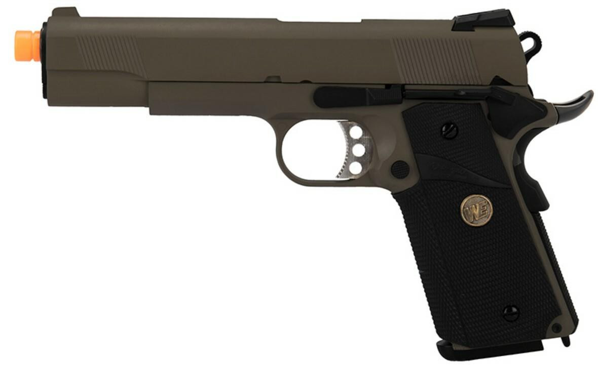 WE Tech 1911 Full Metal MEU Airsoft Gas Blowback Pistol, OD