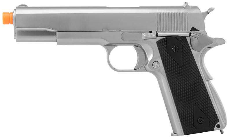 WE Tech 1911 MEU Gas Blowback Airsoft Pistol w/ Classic Grips, Silver