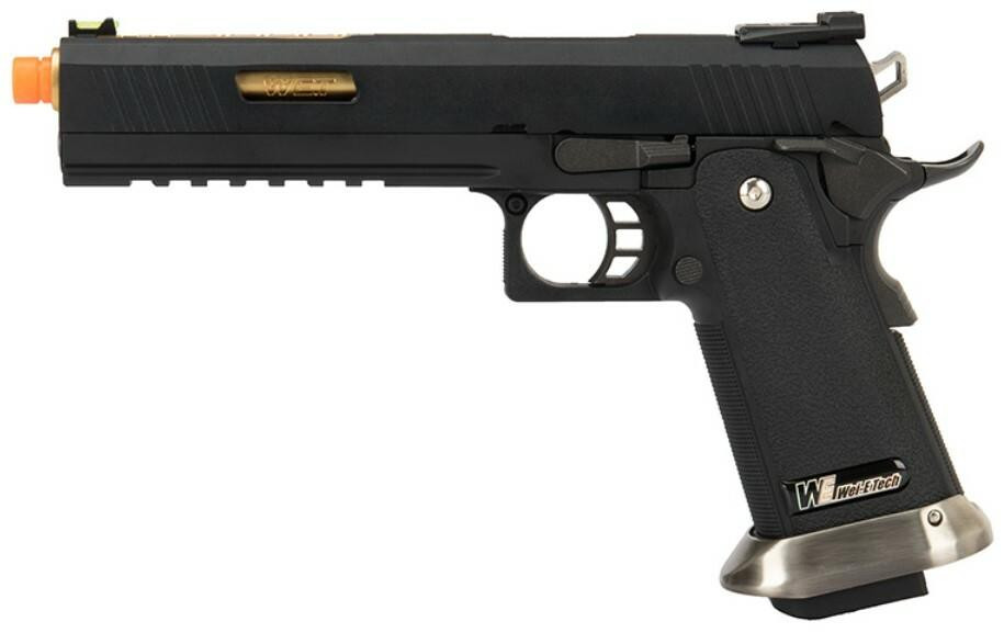 WE Tech 1911 Hi-Capa T-Rex Competition Gas Blowback Airsoft Pistol, Black/Gold