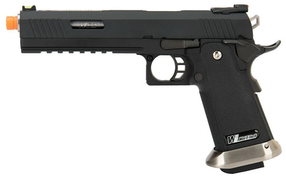 WE Tech 1911 Hi-Capa T-Rex Competition Gas Blowback Airsoft Pistol, Black/Silver