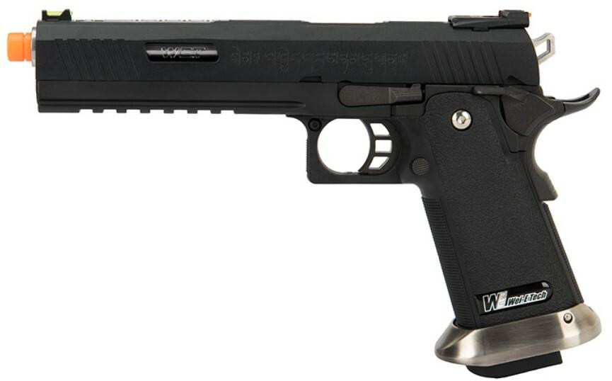 WE Tech 1911 Hi-Capa T-Rex Competition Gas Blowback Airsoft Pistol, Tibetan Version, Black/Silver