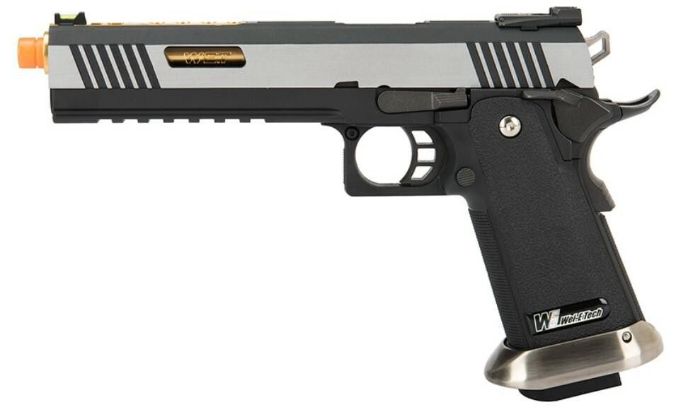 WE Tech 1911 Hi-Capa T-Rex Competition Gas Blowback Airsoft Pistol, Two Tone/Gold
