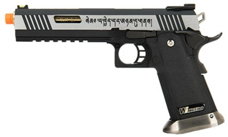 WE Tech 1911 Hi-Capa T-Rex Competition Gas Blowback Airsoft Pistol, Tibetan Version, Two Tone/Gold