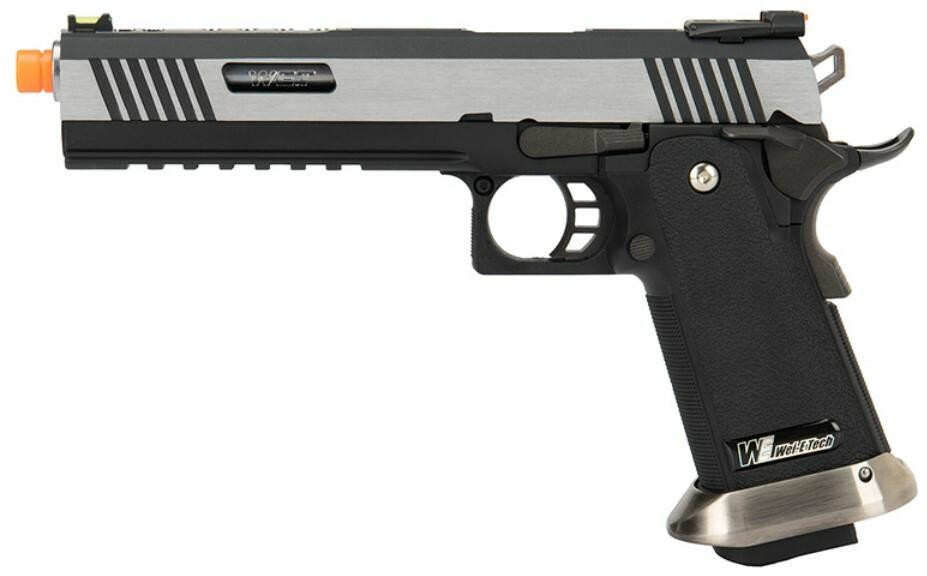 WE Tech 1911 Hi-Capa T-Rex Competition Gas Blowback Airsoft Pistol, Two Tone/Silver