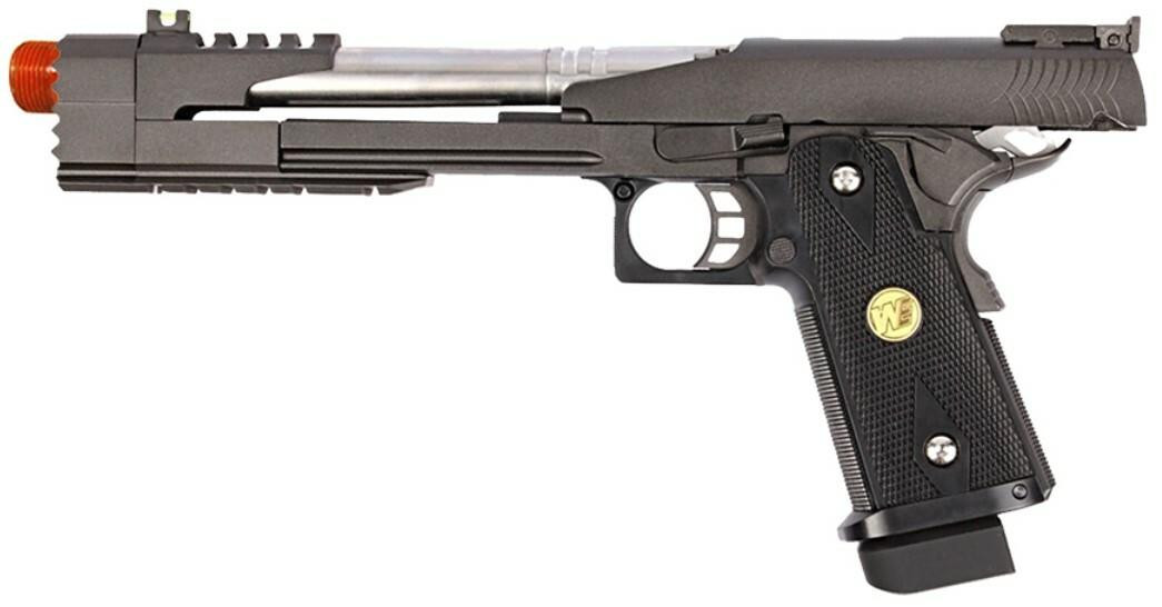 WE Tech 7" Black Dragon Gas Blowback Hi-Capa Airsoft Pistol, Black