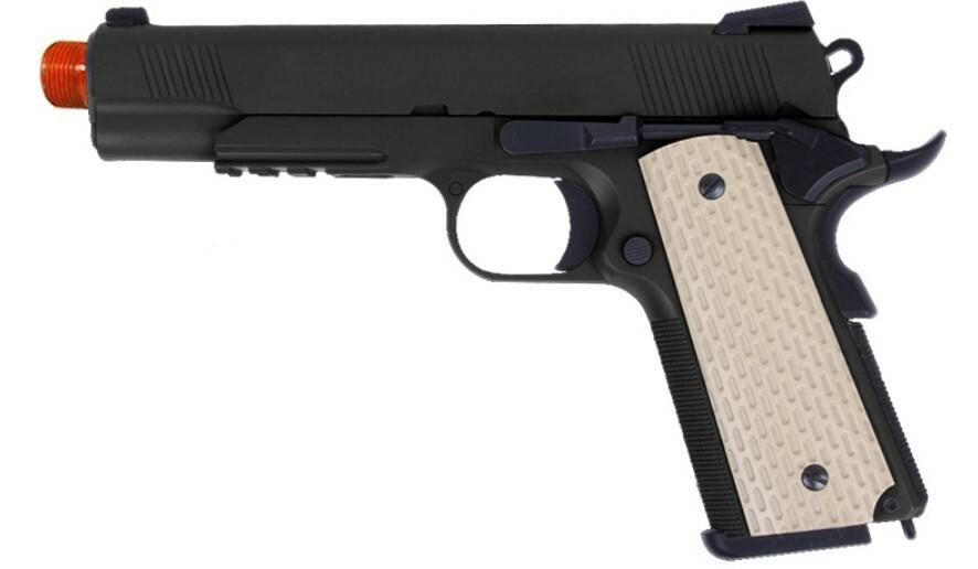 WE Tech Desert Warrior 5.1 M1911 Airsoft Gas Blowback Pistol, Black