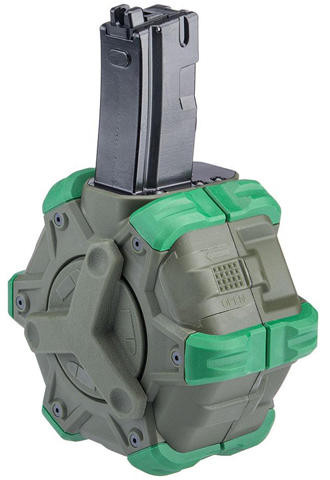 WE-Tech Drum Magazine for MP5 Gas Blowback Airsoft Rifle, OD Green