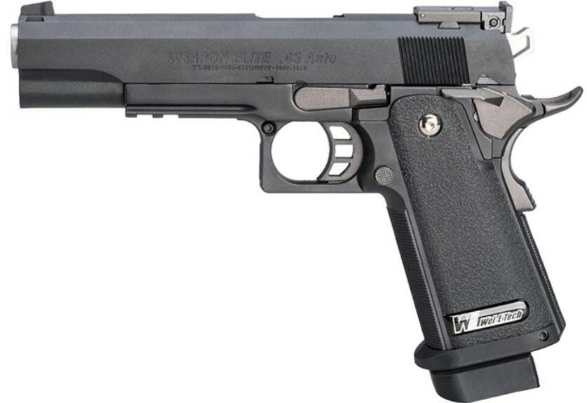 WE Tech Full Metal Hi-Capa 5.1 R-Version Full Auto Tactical Airsoft Gas Blowback Pistol, Black
