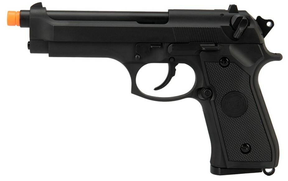 WE Tech Full Metal M9 Semi Automatic Gas Blowback Airsoft Pistol, Black
