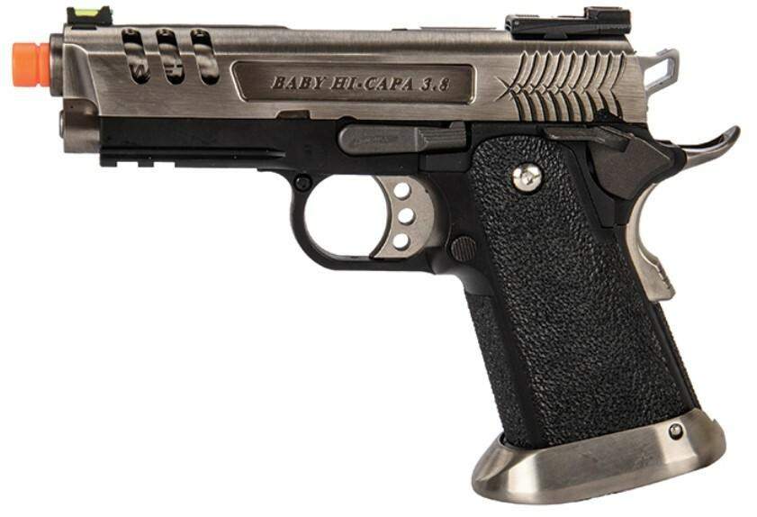 WE-Tech Hi-Capa 3.8 Deinonychus Full Auto Gas Blowback Airsoft Pistol, Silver